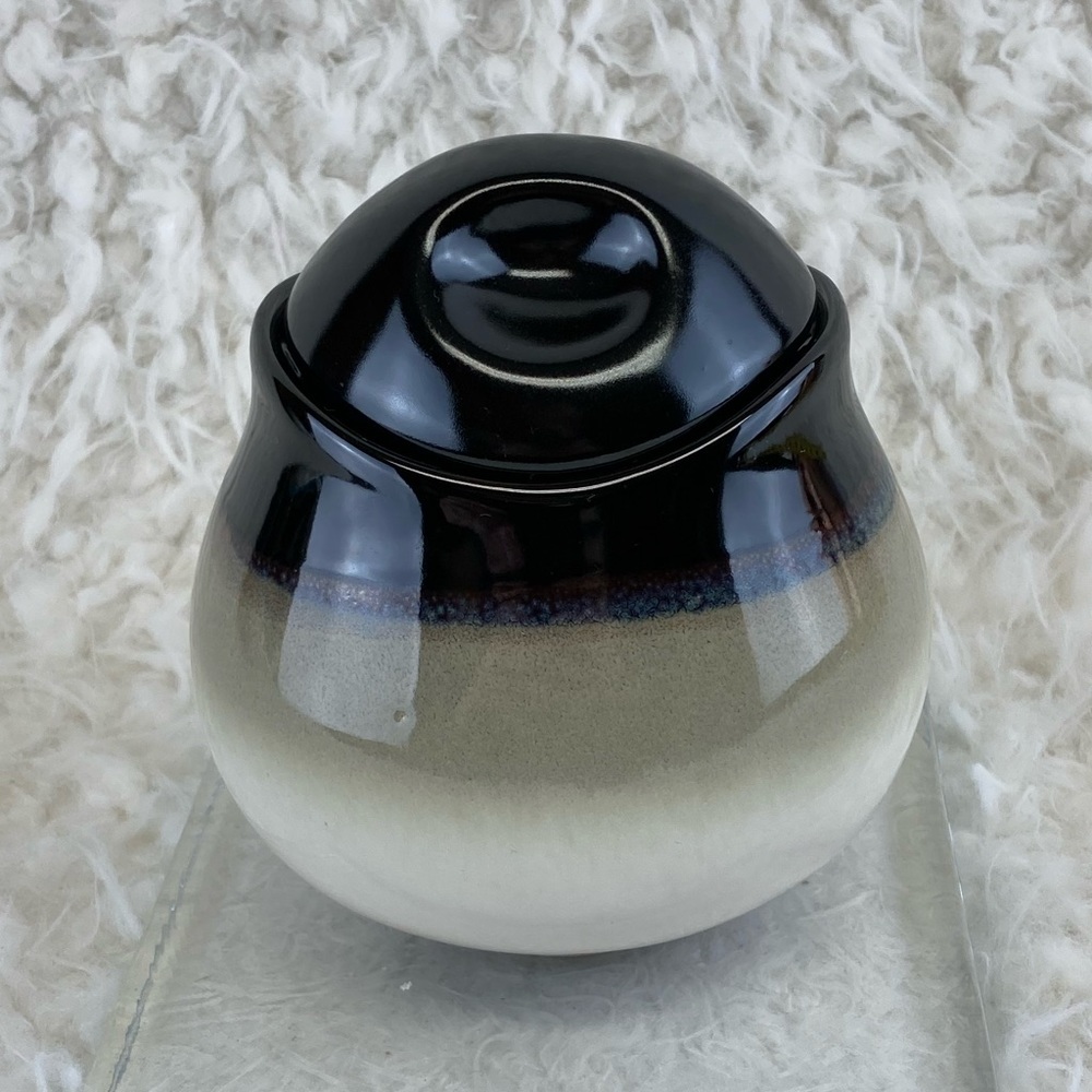 Sango Nova Black Earthenware 4932 Sugar Bowl With Lid
